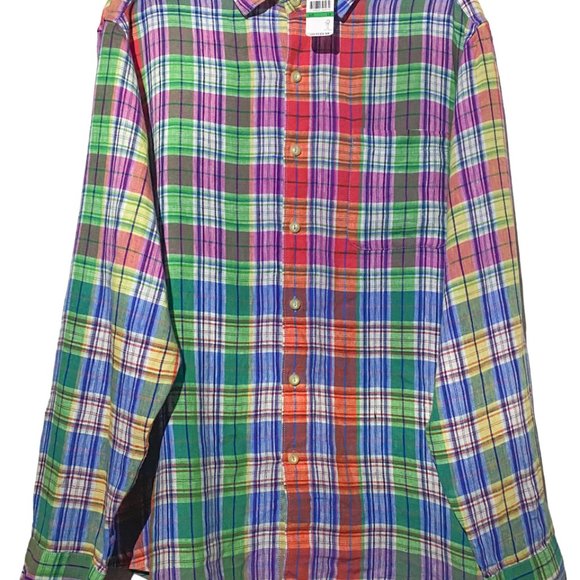 Tommy Bahama Mens Multicolor 100% Linen Button Down Shirt Large NWT - Picture 2 of 6